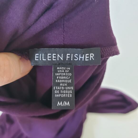 Eileen Fisher Shirt Womens Medium Purple Turtleneck Tunic Long Sleeve Made USA - Picture 3 of 7